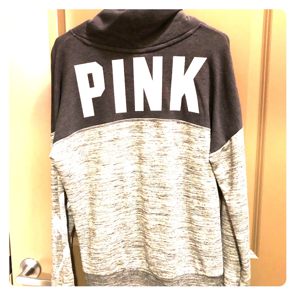 Grey PINK cowlneck sweatshirt